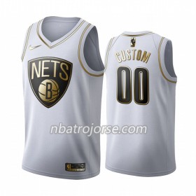 Män Brooklyn Nets Tröja Skräddarsydda 2019-20 Nike Vit Golden Edition Swingman